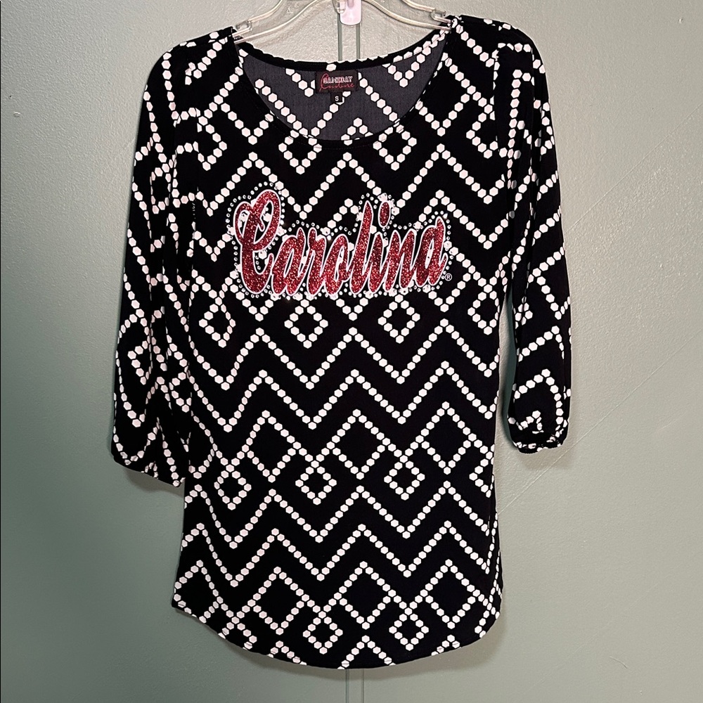 Gameday Couture South Carolina Gamecocks Women's Black/White Blouse Glitter Sz S